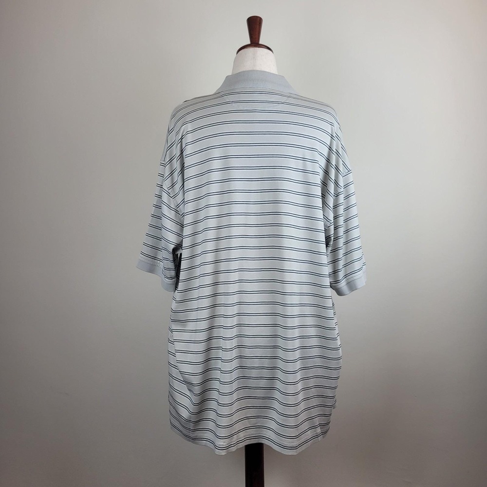 Vintage 90s Hathaway Polo Shirt Mens XXL grey Pima Cotton stripes 3 three button - Picture 9 of 16